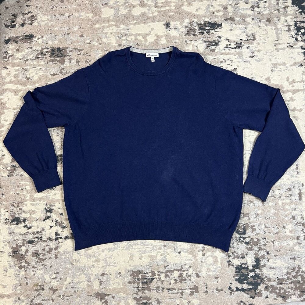 Peter Millar V Neck Sweater Men XXL Pima Cotton Silk Cashmere Blend Navy Preppy